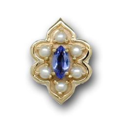 N619 14K MARQUISE TANZANITE AND PEARL SLIDE 
